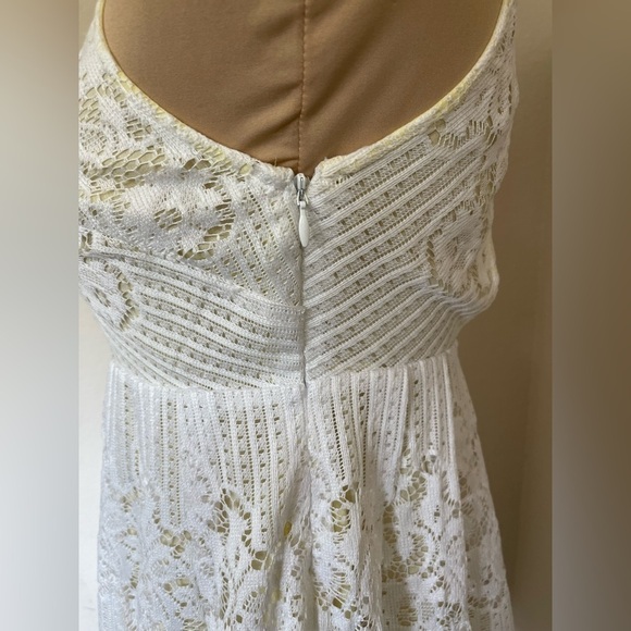Free People Lace Rocco Mini Sundress White Yellow, Size 2 - Picture 7 of 10